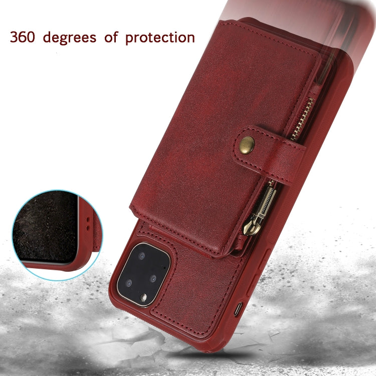 For iPhone 11 Pro Max Buckle Zipper Shockproof Protective Case with Holder & Card Slots & Wallet & Lanyard & Photos Frames(Brown) - iPhone 11 Pro Max Cases by PMC TechLife | Online Shopping South Africa | PMC TechLife | Buy Now Pay Later Mobicred