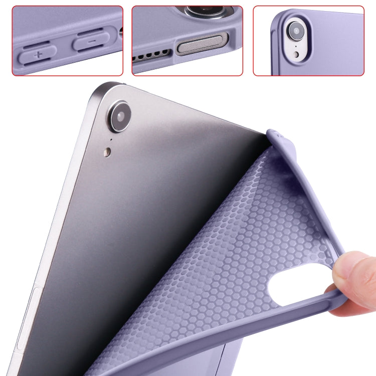 For iPad mini 6 / mini 2024 Honeycomb TPU Leather Tablet Case with 3-Folding Holder(Lavender Gray) - iPad mini 6 Cases by PMC TechLife | Online Shopping South Africa | PMC TechLife | Buy Now Pay Later Mobicred