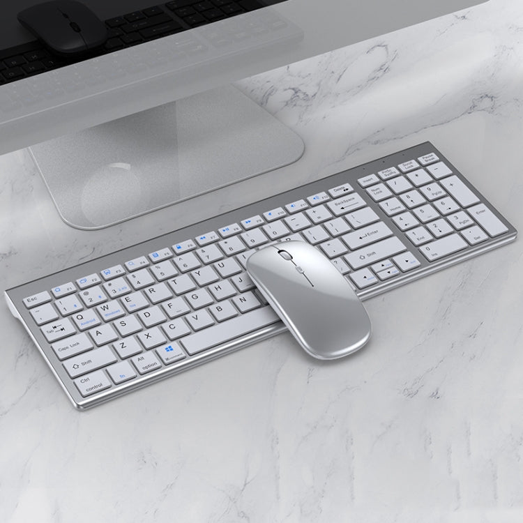 109 Three-mode Wireless Bluetooth Keyboard Mouse Set(Silver) - Wireless Keyboard by PMC Jewellery | Online Shopping South Africa | PMC Jewellery