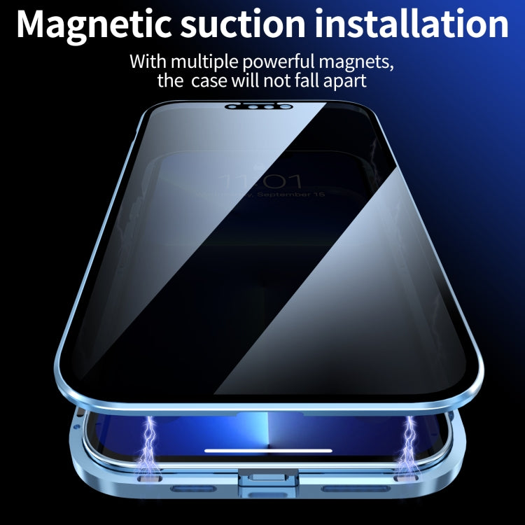 For iPhone 13 Pro Anti-peeping Magnetic Metal Frame Double-sided Tempered Glass Phone Case (Pink) - iPhone 13 Pro Cases by PMC TechLife | Online Shopping South Africa | PMC TechLife | Buy Now Pay Later Mobicred