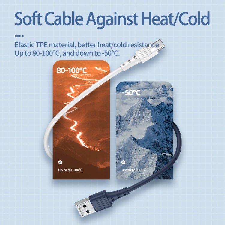 REMAX RC-179a 2.4A Type-C / USB-C High Elastic TPE Fast Charging Data Cable, Length: 1m(White) - USB-C & Type-C Cable by REMAX | Online Shopping South Africa | PMC TechLife | Buy Now Pay Later Mobicred