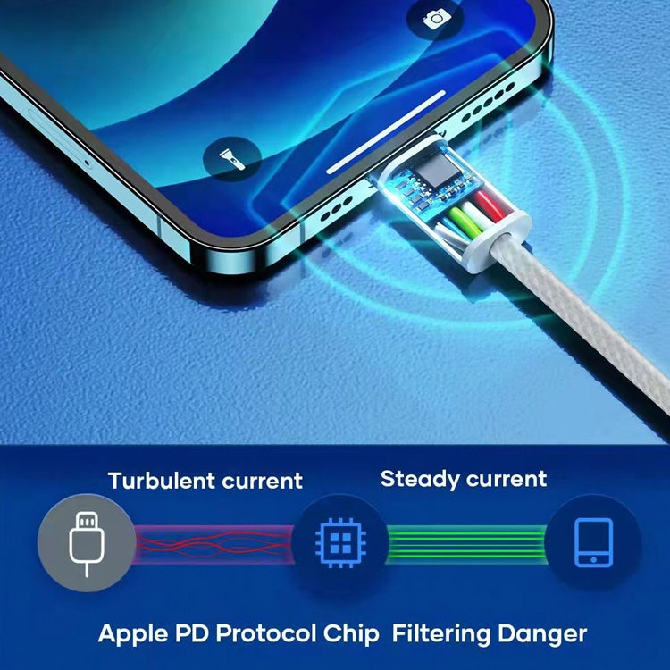 12W PD USB-C / Type-C to 8 Pin Data Cable, Cable Length: 1m(White) - 2 in 1 Cable by PMC TechLife | Online Shopping South Africa | PMC TechLife