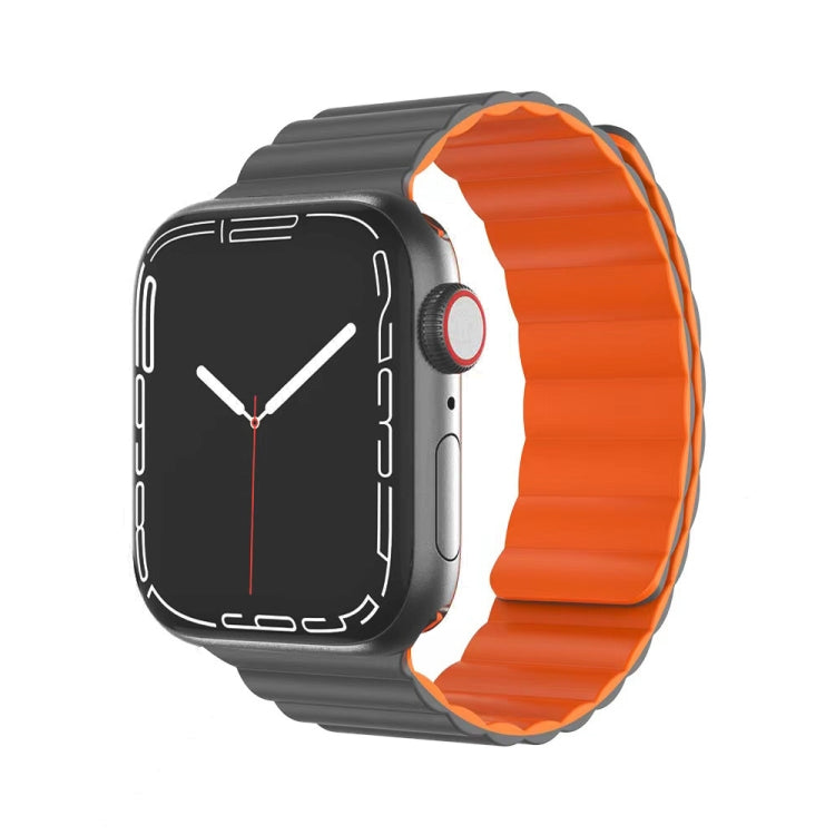 Mutural Moran Series Liquid Silicone Magnetic Strap Watch Band For Apple Watch Series 9&8&7 41mm / SE 3&SE 2&6&SE&5&4 40mm / 3&2&1 38mm(Grey + Orange) - Watch Bands by Mutural | Online Shopping South Africa | PMC Jewellery | Buy Now Pay Later Mobicred