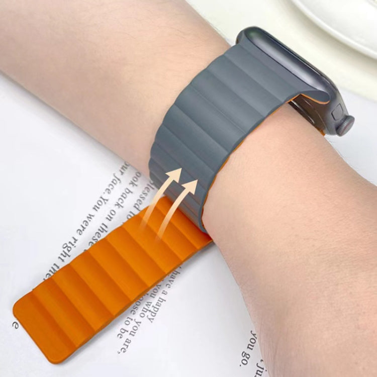 Mutural Moran Series Liquid Silicone Magnetic Strap Watch Band For Apple Watch Series 9&8&7 41mm / SE 3&SE 2&6&SE&5&4 40mm / 3&2&1 38mm(Black + Orange) - Watch Bands by Mutural | Online Shopping South Africa | PMC Jewellery | Buy Now Pay Later Mobicred