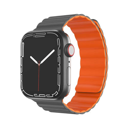 Mutural Moran Series Liquid Silicone Magnetic Strap Watch Band For Apple Watch Ultra 49mm&Watch Ultra 2 49mm / Series 9&8&7 45mm / SE 3&SE 2&6&SE&5&4 44mm / 3&2&1 42mm(Grey + Orange) - Watch Bands by Mutural | Online Shopping South Africa | PMC Jewellery | Buy Now Pay Later Mobicred