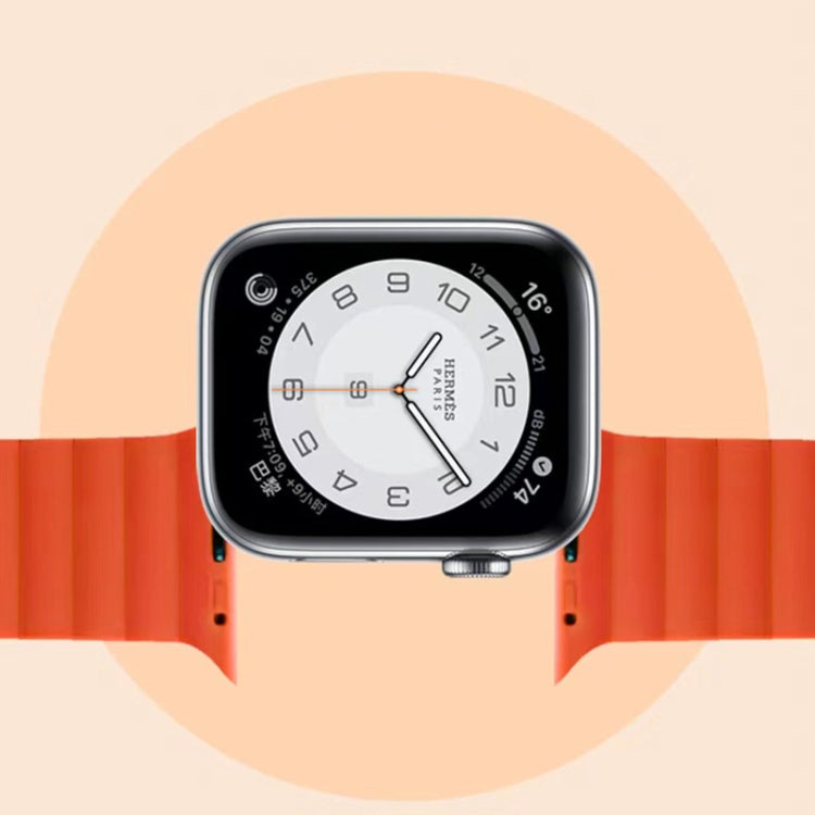 Mutural Moran Series Liquid Silicone Magnetic Strap Watch Band For Apple Watch Ultra 49mm&Watch Ultra 2 49mm / Series 9&8&7 45mm / SE 3&SE 2&6&SE&5&4 44mm / 3&2&1 42mm(Grey + Orange) - Watch Bands by Mutural | Online Shopping South Africa | PMC Jewellery | Buy Now Pay Later Mobicred