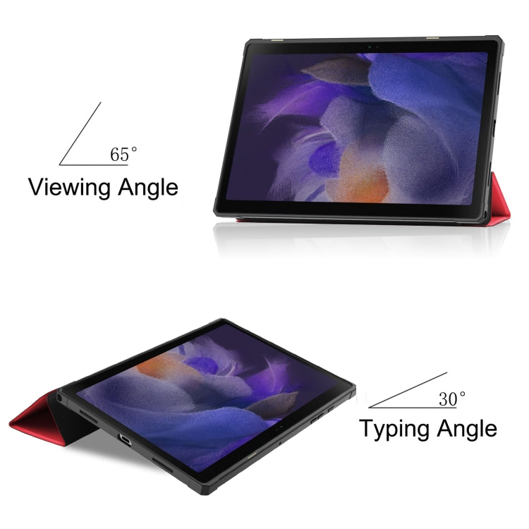 For Samsung Galaxy Tab A8 2021 SM-X205 3-Fold Holder Leather Tablet Case(Red) - Other Galaxy Tab PC by PMC TechLife | Online Shopping South Africa | PMC TechLife | Buy Now Pay Later Mobicred