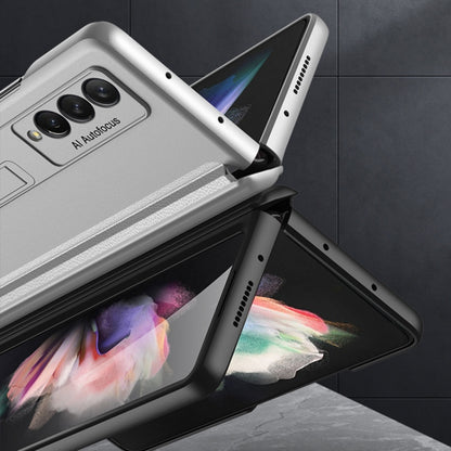 For Samsung Galaxy Z Fold3 5G GKK Magnetic Full Coverage Phone Flip Case with Holder(Silver) - Galaxy Phone Cases by GKK | Online Shopping South Africa | PMC Jewellery | Buy Now Pay Later Mobicred