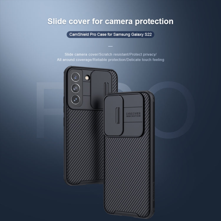 For Samsung Galaxy S22 5G NILLKIN Black Mirror Pro Series Camshield Phone Case(Black) - Galaxy S22 5G Cases by NILLKIN | Online Shopping South Africa | PMC Jewellery