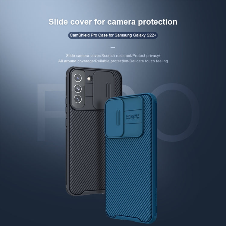 For Samsung Galaxy S22+ 5G NILLKIN Black Mirror Pro Series Camshield Phone Case(Blue) - free shipping - PMC TechLife - Order now!