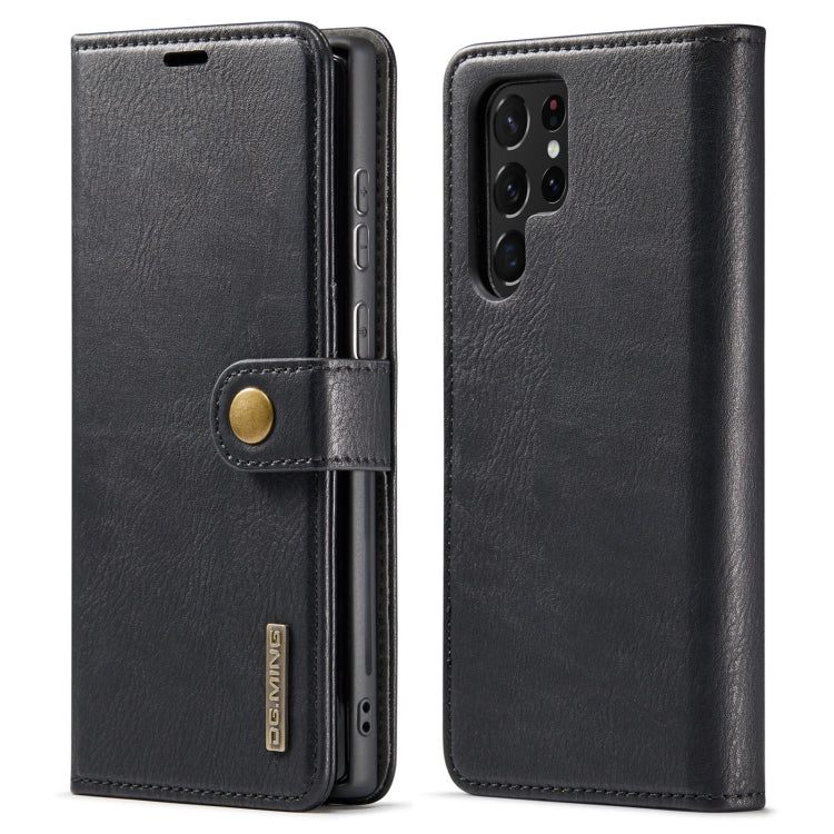 For Samsung Galaxy S22 Ultra 5G DG.MING Crazy Horse Texture Detachable Magnetic Leather Phone Case(Black) - Galaxy S22 Ultra 5G Cases by DG.MING | Online Shopping South Africa | PMC Jewellery | Buy Now Pay Later Mobicred