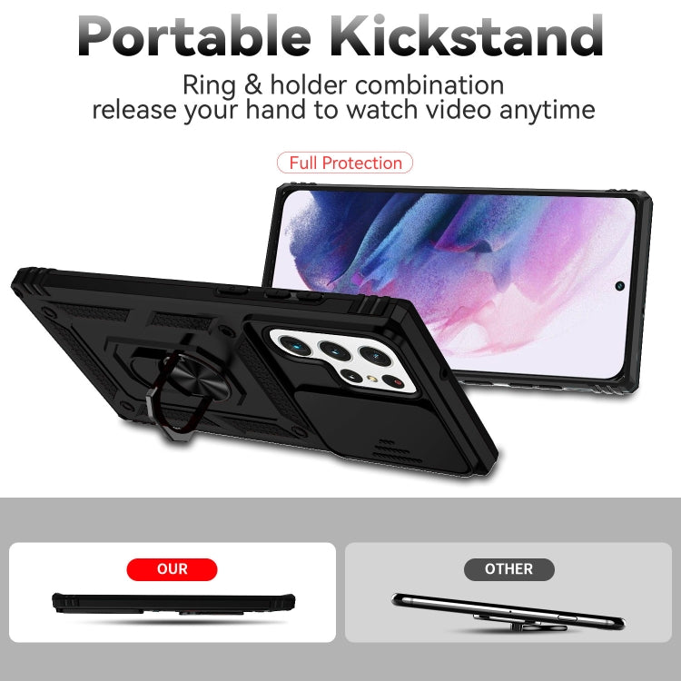 For Samsung Galaxy S22 Ultra 5G Sliding Camshield Holder Phone Case(Black) - free shipping - PMC TechLife - Order now!