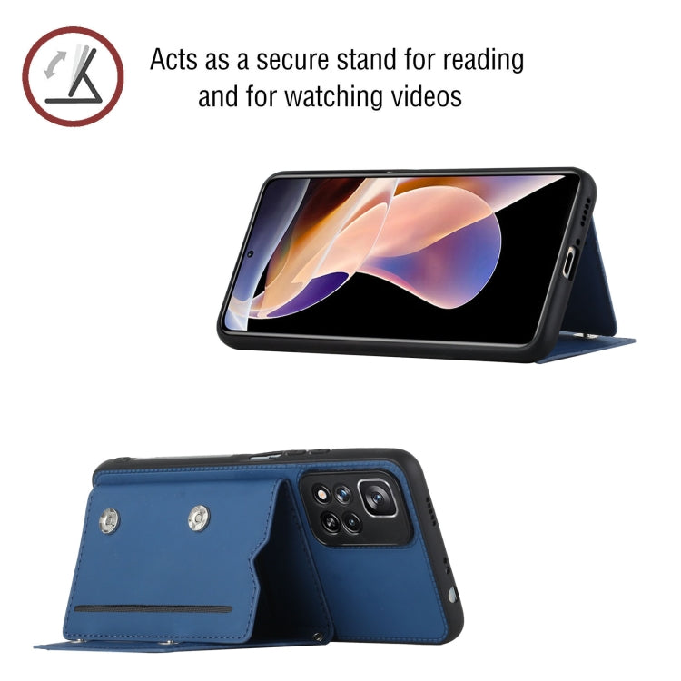 For Xiaomi Redmi Note 11 Pro Skin Feel PU + TPU + PC Phone Case with Card Slots(Blue) - Redmi Note 11 Pro Case by PMC TechLife | Online Shopping South Africa | PMC TechLife