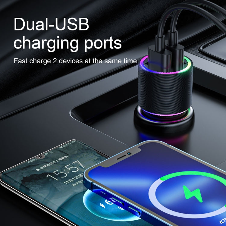 JOYROOM JR-CL10 4.8A Dual USB Car Charger with 3 In 1 Charging Cable(Black) - Car Charger by JOYROOM | Online Shopping South Africa | PMC Jewellery