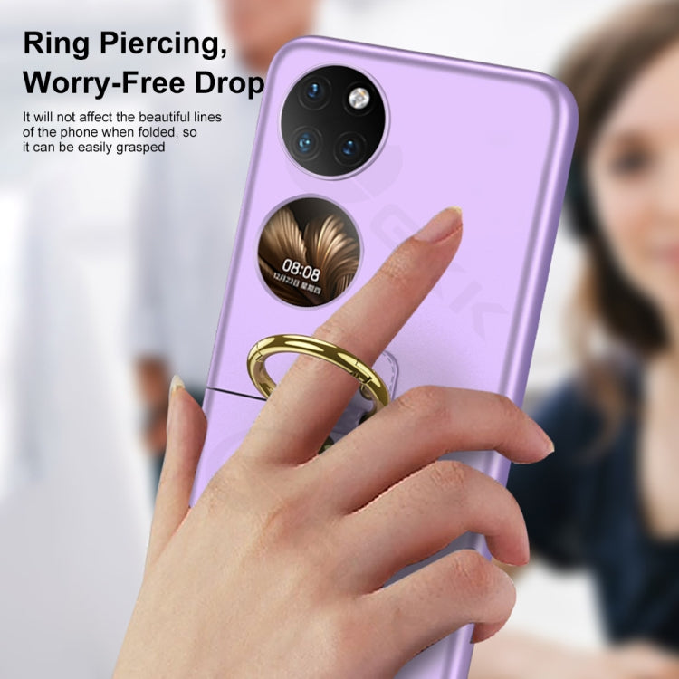 For Huawei P50 Pocket GKK Ultra-thin Full Coverage Phone Case with Ring(Purple) - Huawei Cases by GKK | Online Shopping South Africa | PMC Jewellery