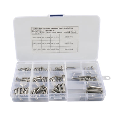 A6828 96 in 1 304 Stainless Steel Flat Head Single Hole Clevis Pins Assortment Kit - Booster Cable & Clip by PMC Jewellery | Online Shopping South Africa | PMC Jewellery