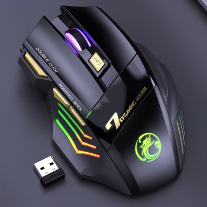 iMICE GW-X7 2.4G + Bluetooth Dual Mode 7-button Silent Rechargeable Wireless Gaming Mouse with Colorful RGB Lights(Black) - Wireless Mice by iMICE | Online Shopping South Africa | PMC Jewellery | Buy Now Pay Later Mobicred