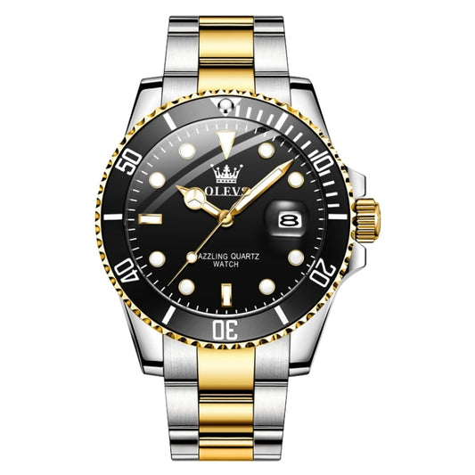 OLEVS 5885 Men Fashion Waterproof Luminous Quartz Watch(Black + Gold) - Metal Strap Watches by OLEVS | Online Shopping South Africa | PMC Jewellery | Buy Now Pay Later Mobicred