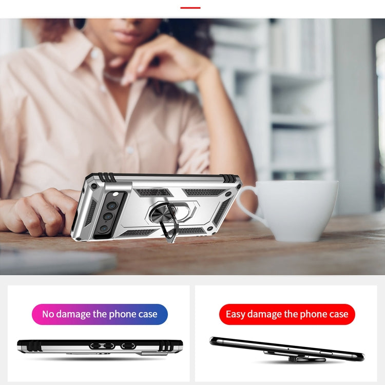 For Google Pixel 7 Pro Shockproof TPU + PC Protective Case with 360 Degree Rotating Holder(Silver) - free shipping - PMC TechLife - Order now!