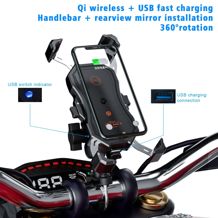 WUPP CS-1288A1 Wireless Charging + Wired Charging One-button Retractable Mobile Phone Stand(Black) - free shipping - PMC TechLife - Order now!