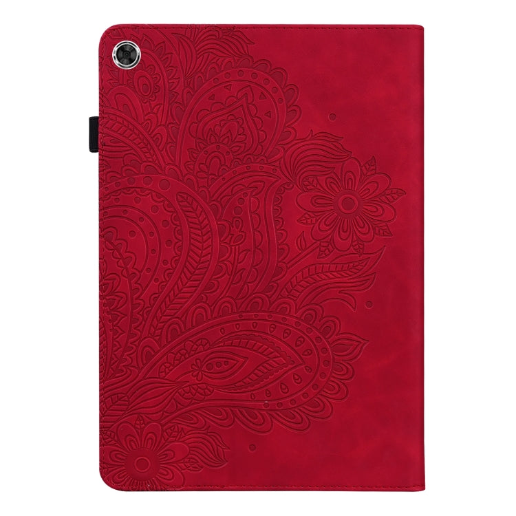 For Samsung Galaxy Tab A8 10.5 2021 Peacock Embossed Pattern Leather Tablet Case(Red) - Other Galaxy Tab PC by PMC TechLife | Online Shopping South Africa | PMC TechLife | Buy Now Pay Later Mobicred