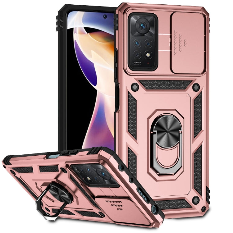 For Xiaomi Redmi Note 11 Pro Global Sliding Camshield Holder Phone Case(Rose Gold) - Redmi Note 11 Pro Case by PMC TechLife | Online Shopping South Africa | PMC TechLife