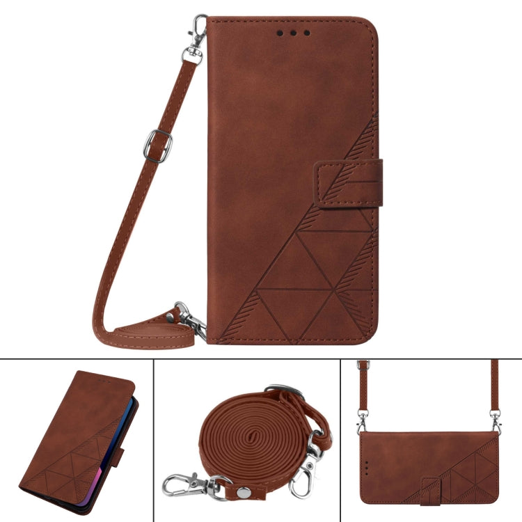 For Samsung Galaxy A72 4G / 5G Crossbody 3D Embossed Flip Leather Phone Case(Brown) - Galaxy Phone Cases by PMC TechLife | Online Shopping South Africa | PMC TechLife | Buy Now Pay Later Mobicred