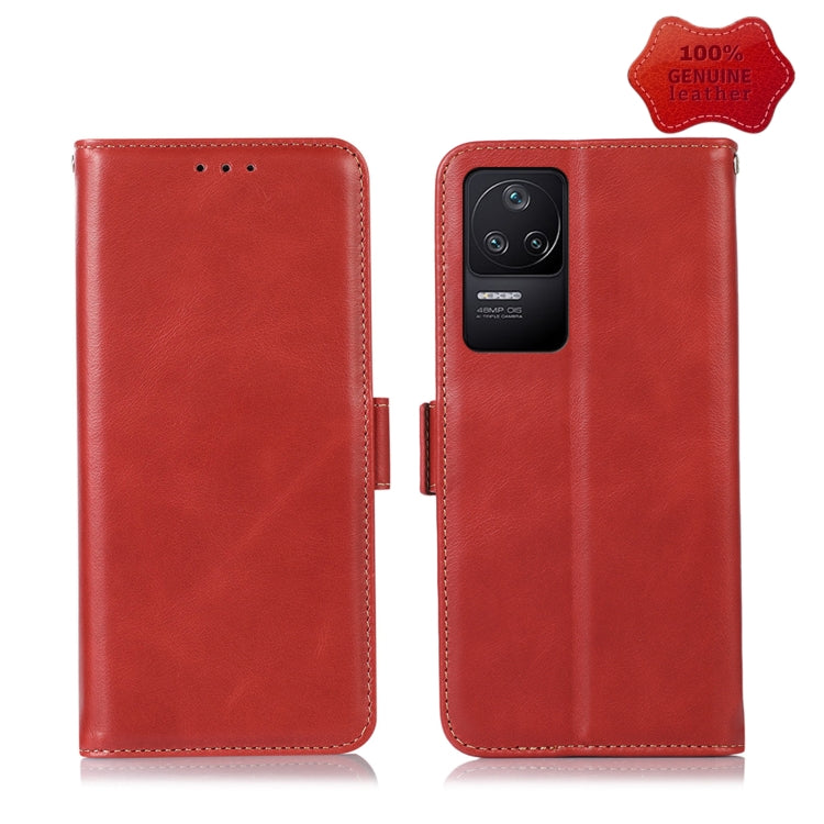 For Xiaomi Redmi K40S Crazy Horse Top Layer Cowhide Leather Phone Case(Red) - Xiaomi Cases by PMC Jewellery | Online Shopping South Africa | PMC Jewellery