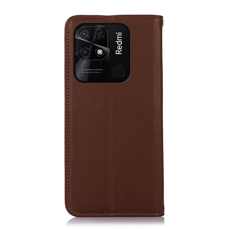 For Xiaomi Redmi 10C / 10 India KHAZNEH Nappa Top Layer Cowhide Leather Phone Case(Brown) - Xiaomi Cases by PMC TechLife | Online Shopping South Africa | PMC TechLife