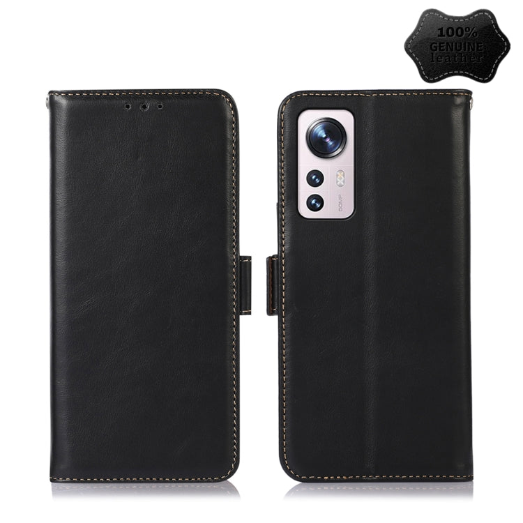 For Xiaomi 12 Pro Crazy Horse Top Layer Cowhide Leather Phone Case(Black) - 12 Pro Cases by PMC Jewellery | Online Shopping South Africa | PMC Jewellery