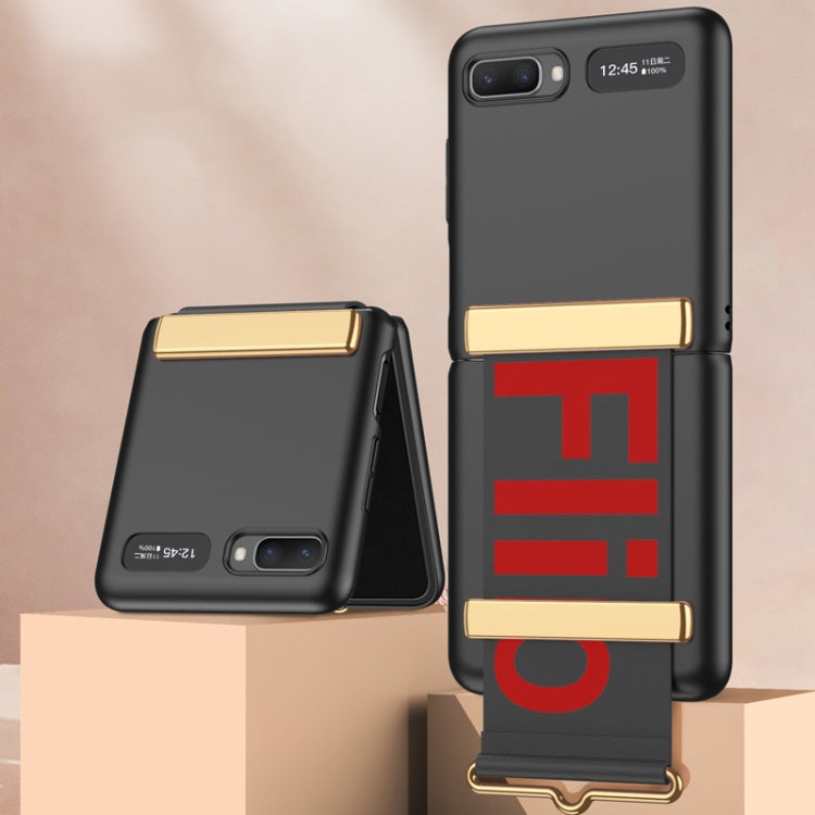 For Samsung Galaxy Z Flip GKK Ultra-thin Full Coverage Phone Flip Case with Wristband(Black) - free shipping - PMC TechLife - Order now!