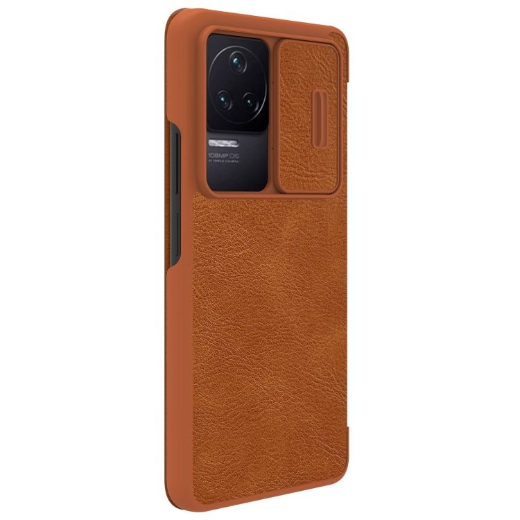 For Xiaomi Redmi K50 / K50 Pro NILLKIN QIN Series Pro Sliding Camera Cover Leather Phone Case(Brown) - Xiaomi Cases by NILLKIN | Online Shopping South Africa | PMC Jewellery