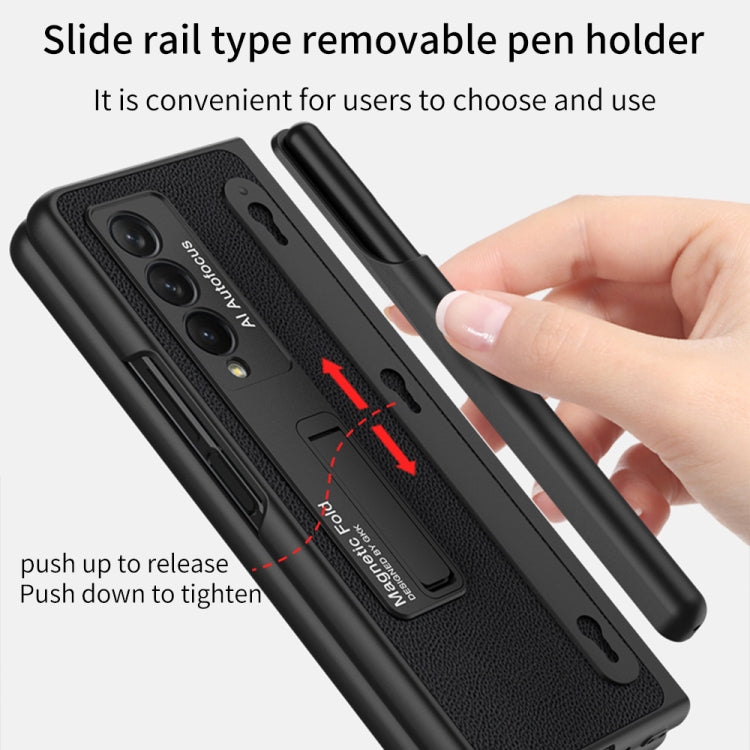 For Samsung Galaxy Z Fold3 5G GKK Ultra-thin Shockproof Leather Protective Case with Holder & Pen Slots(Black) - Galaxy Phone Cases by GKK | Online Shopping South Africa | PMC TechLife | Buy Now Pay Later Mobicred