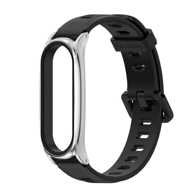 For Xiaomi Mi Band 6 / 5 / 4 / 3 Mijobs Flat Hole Silicone Watch Band, Style:Plus Case(Black+Silver) - Watch Bands by MIJOBS | Online Shopping South Africa | PMC TechLife | Buy Now Pay Later Mobicred