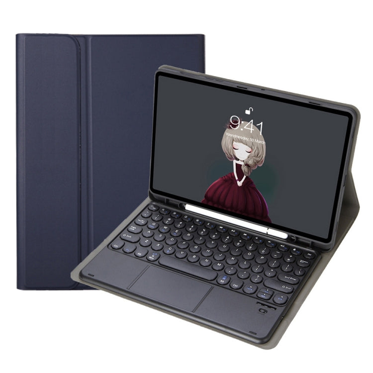 YA610B-A  Lambskin Texture Voltage Round Keycap Bluetooth Keyboard Leather Case with Touchpad For Samsung Galaxy Tab S6 Lite 10.4 inch SM-P610 / SM-P615(Blue) - Samsung Keyboard by PMC TechLife | Online Shopping South Africa | PMC TechLife | Buy Now Pay Later Mobicred