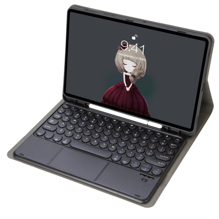 YA610B-A  Lambskin Texture Voltage Round Keycap Bluetooth Keyboard Leather Case with Touchpad For Samsung Galaxy Tab S6 Lite 10.4 inch SM-P610 / SM-P615(Blue) - Samsung Keyboard by PMC TechLife | Online Shopping South Africa | PMC TechLife | Buy Now Pay Later Mobicred