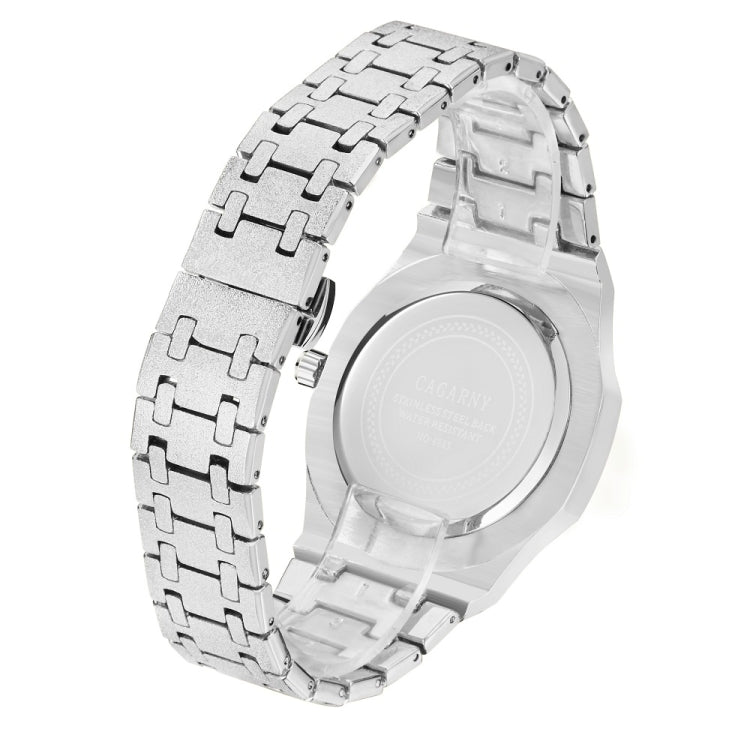 CAGARNY 6885 Simple Stone Surface Quartz Steel Band Watch For Men(Silver Shell Blue Surface) - Metal Strap Watches by CAGARNY | Online Shopping South Africa | PMC Jewellery | Buy Now Pay Later Mobicred