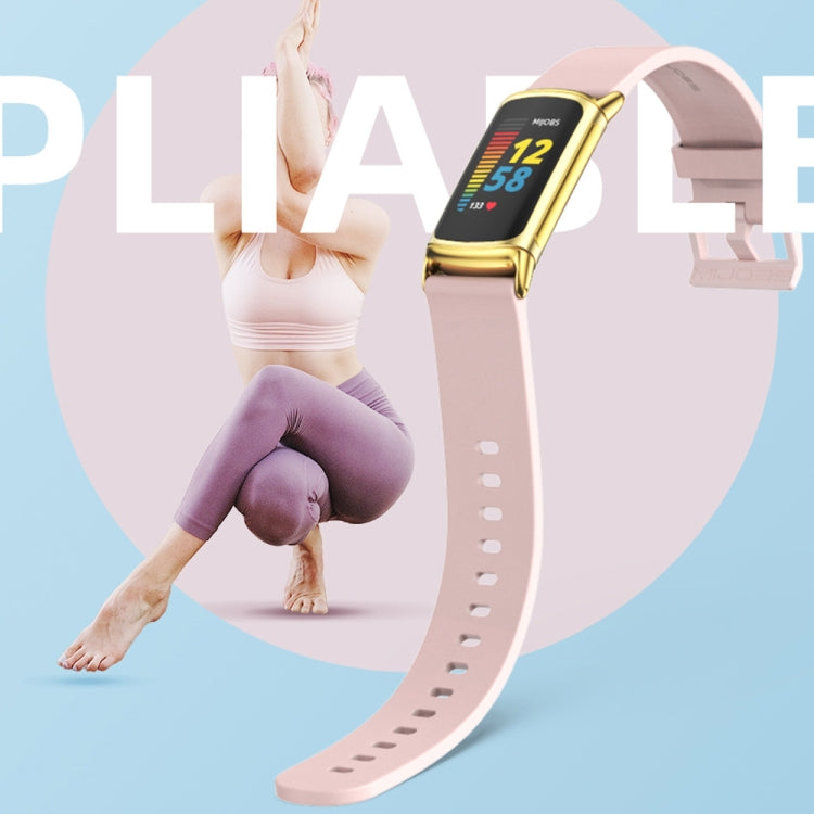 For Fitbit Charge 5 / Charge 6 Mijobs Soft Silicone  Watch Band(Grey+Gold) - Watch Bands by MIJOBS | Online Shopping South Africa | PMC TechLife | Buy Now Pay Later Mobicred
