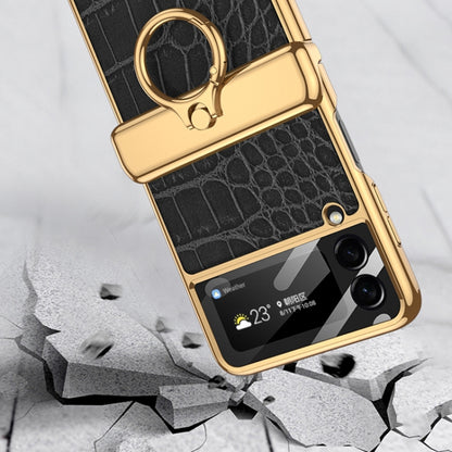 For Samsung Galaxy Z Flip3 5G GKK Integrated Plating + Leather Flip Phone Case(Python Texture) - Galaxy Phone Cases by GKK | Online Shopping South Africa | PMC Jewellery