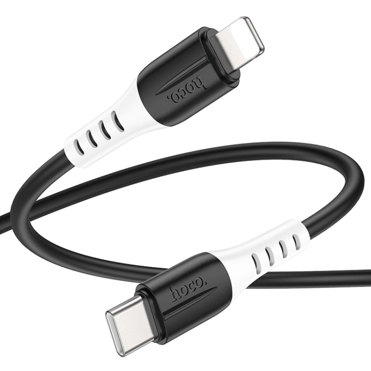 hoco 20W X82 3A PD USB-C / Type-C to 8 Pin Silicone Charging Data Cable,Length: 1m(Black) - 2 in 1 Cable by hoco | Online Shopping South Africa | PMC Jewellery