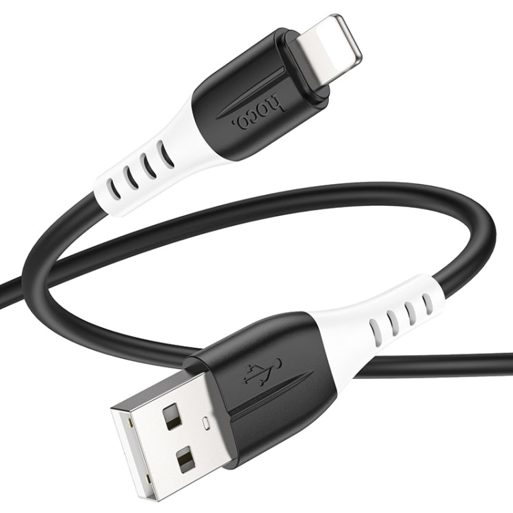 hoco X82 2.4A USB to 8 Pin Silicone Charging Data Cable,Length: 1m(Black) - Normal Style Cable by hoco | Online Shopping South Africa | PMC Jewellery