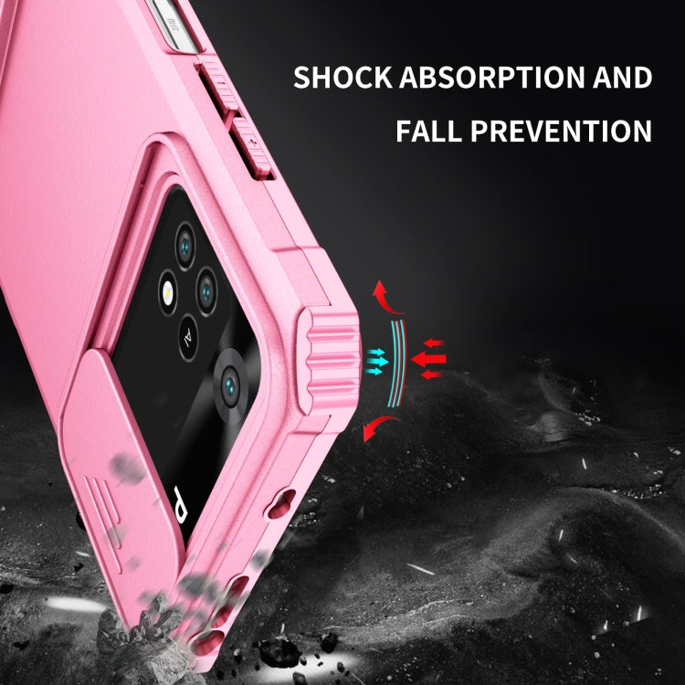 For Xiaomi Poco M4 Pro 4G Stereoscopic Holder Sliding Camshield Phone Case(Pink) - free shipping - PMC TechLife - Order now!