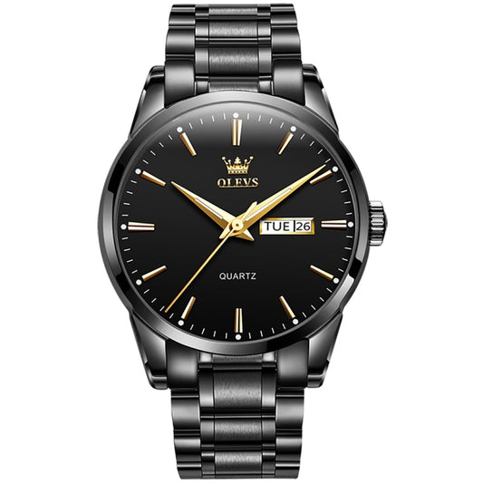 OLEVS 6898 Men Waterproof Luminous Steel Watch Band Quartz Watch(Black) - Metal Strap Watches by OLEVS | Online Shopping South Africa | PMC Jewellery | Buy Now Pay Later Mobicred