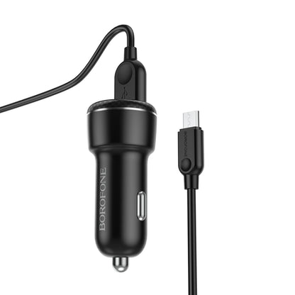 Borofone BZ17 Dual USB Ports QC3.0 Car Charger with Micro USB Charging Cable(Black) - Car Charger by Borofone | Online Shopping South Africa | PMC Jewellery