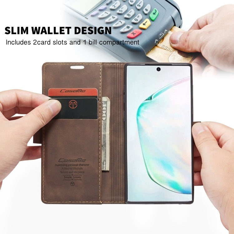 For Galaxy A81 / Note 10 Lite CaseMe Multifunctional Horizontal Flip Leather Case, with Card Slot & Holder & Wallet(Coffee) - Galaxy Phone Cases by CaseMe | Online Shopping South Africa | PMC Jewellery | Buy Now Pay Later Mobicred