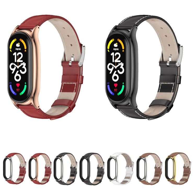 For Xiaomi Mi Band 7 / 7 NFC MIJOBS Plus Genuine Leather Watch Band(Black) - Watch Bands by MIJOBS | Online Shopping South Africa | PMC TechLife | Buy Now Pay Later Mobicred