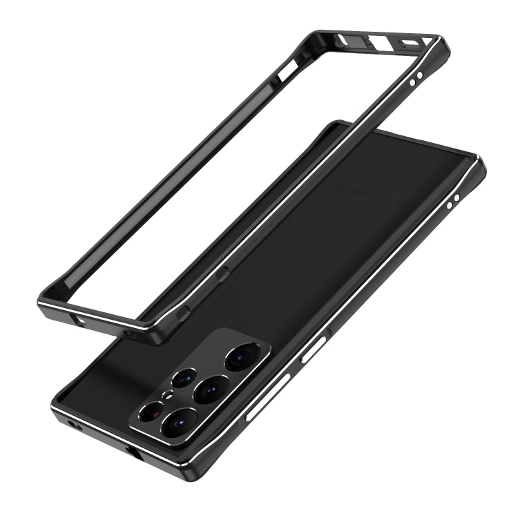 For Samsung Galaxy S22 Ultra Aurora Series Lens Protector + Metal Frame Protective Phone Case(Black Silver) - Galaxy S22 Ultra 5G Cases by PMC TechLife | Online Shopping South Africa | PMC TechLife