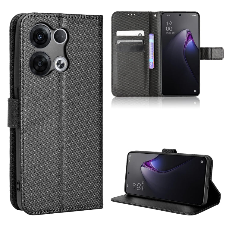 For OPPO Reno8 Pro Diamond Texture Leather Phone Case(Black) - OPPO Cases by PMC TechLife | Online Shopping South Africa | PMC TechLife | Buy Now Pay Later Mobicred