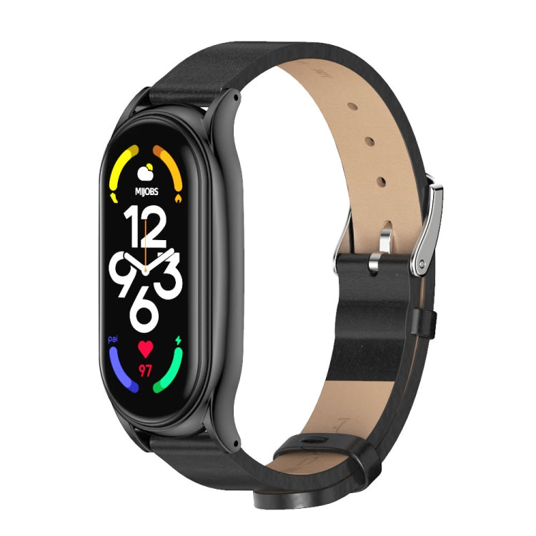 For Xiaomi Mi Band 7 / 7 NFC MIJOBS Plus Metal Case Microfiber Leather Watch Band(Black) - Watch Bands by MIJOBS | Online Shopping South Africa | PMC TechLife | Buy Now Pay Later Mobicred