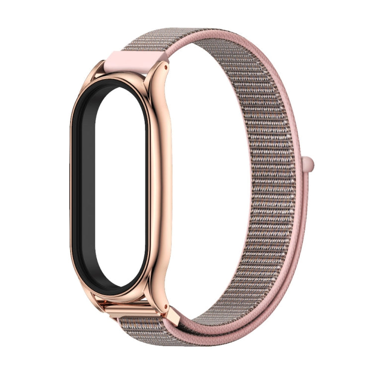 For Xiaomi Mi Band 7 / 7 NFC MIJOBS Plus Stainless Steel Case Nylon Watch Band(Pink Sand Rose Gold) - Watch Bands by MIJOBS | Online Shopping South Africa | PMC Jewellery | Buy Now Pay Later Mobicred